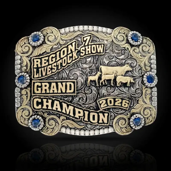Our Livestock Classic Belt Buckle is crafted on a German Silver base with Jeweler's Bronze accents and CZ stones, a favorite for more than just shows!